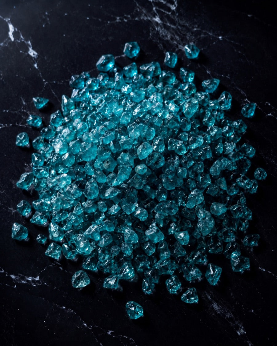 Recycled Vitrified Glass, dark teal recycled glass